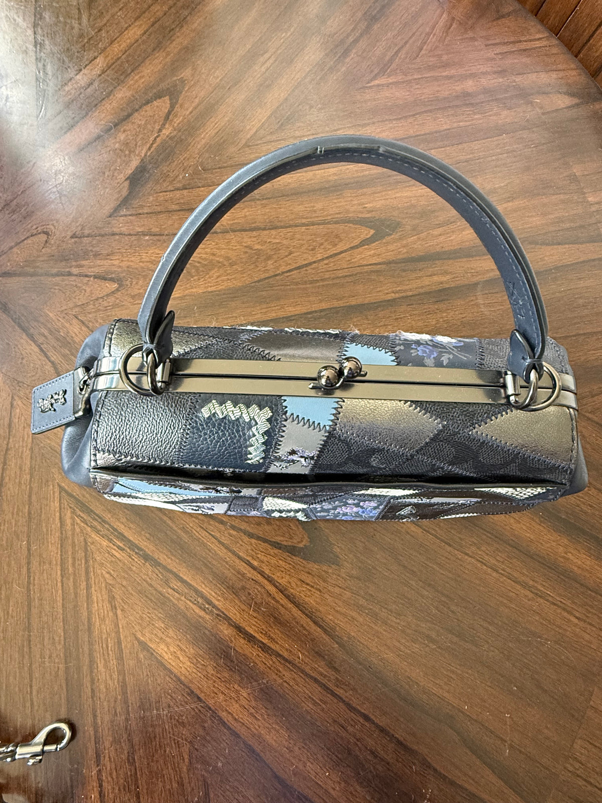 Pre-Loved Coach 1941 Blue Signature Patchwork Kisslock Frame Bag | Style 68889