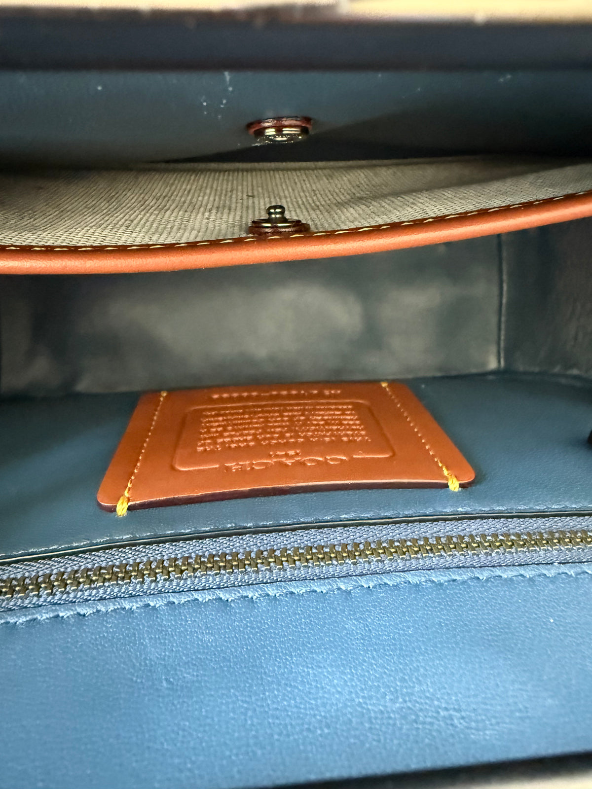 Pre-Loved Coach 1941 Blue Signature Patchwork Kisslock Frame Bag | Style 68889