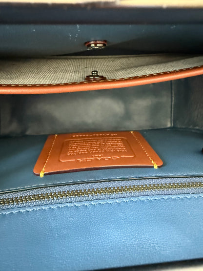 Pre-Loved Coach 1941 Blue Signature Patchwork Kisslock Frame Bag | Style 68889