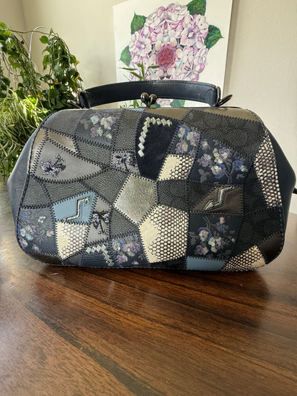 Pre-Loved Coach 1941 Blue Signature Patchwork Kisslock Frame Bag | Style 68889