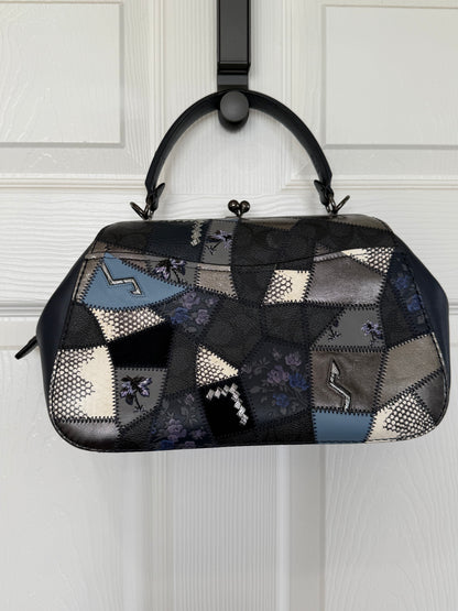 Pre-Loved Coach 1941 Blue Signature Patchwork Kisslock Frame Bag | Style 68889