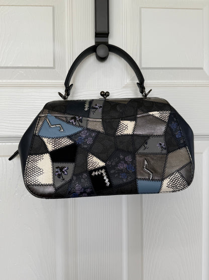 Pre-Loved Coach 1941 Blue Signature Patchwork Kisslock Frame Bag | Style 68889