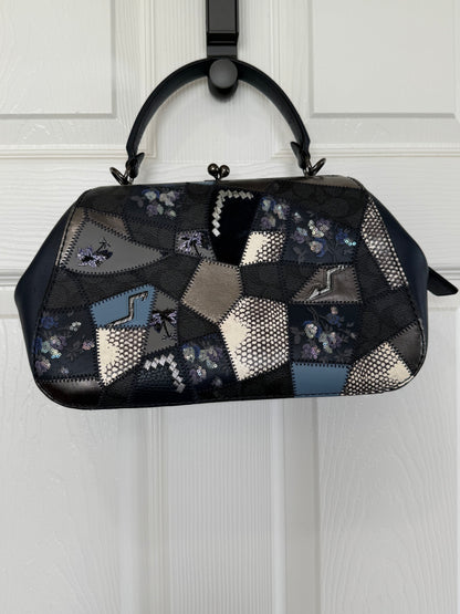 Pre-Loved Coach 1941 Blue Signature Patchwork Kisslock Frame Bag | Style 68889