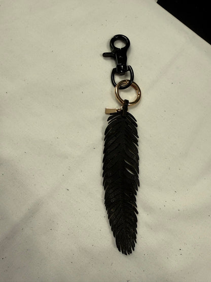 Ships 10.13.26 Repurposed Coach Leather Studded Feather and Coach Gold Metal Feather Black and Gold Tone