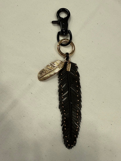 Ships 10.13.26 Repurposed Coach Leather Studded Feather and Coach Gold Metal Feather Black and Gold Tone