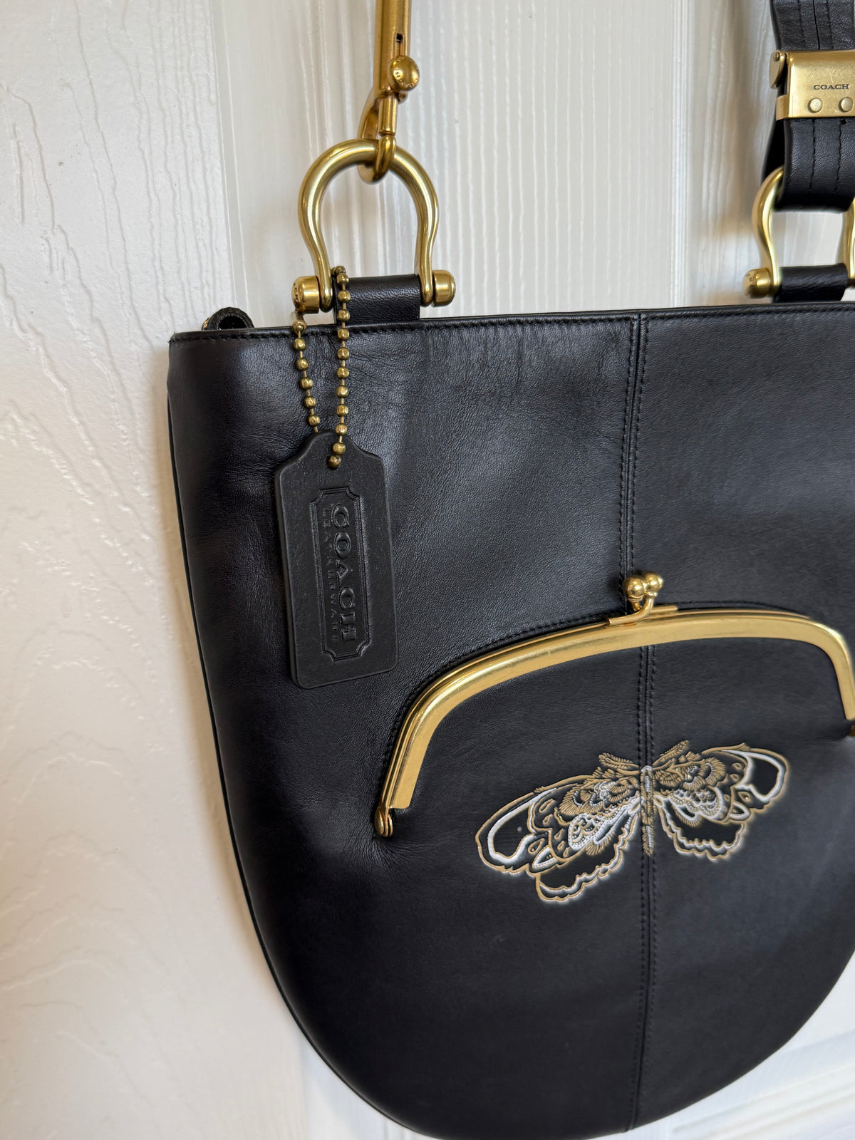 Pre-Loved Chelsea Champlain x Coach Collaboration Tattoo Ram Skull Moth Watermelon Bag