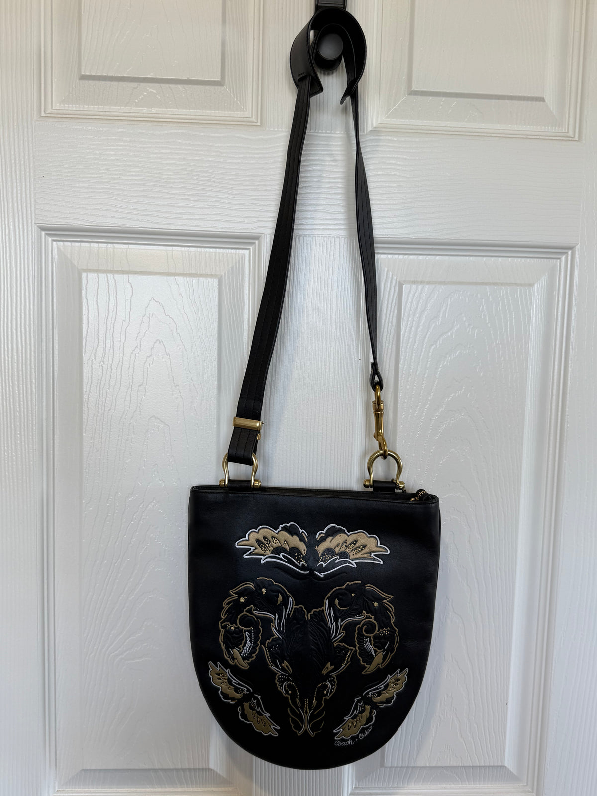 Pre-Loved Chelsea Champlain x Coach Collaboration Tattoo Ram Skull Moth Watermelon Bag