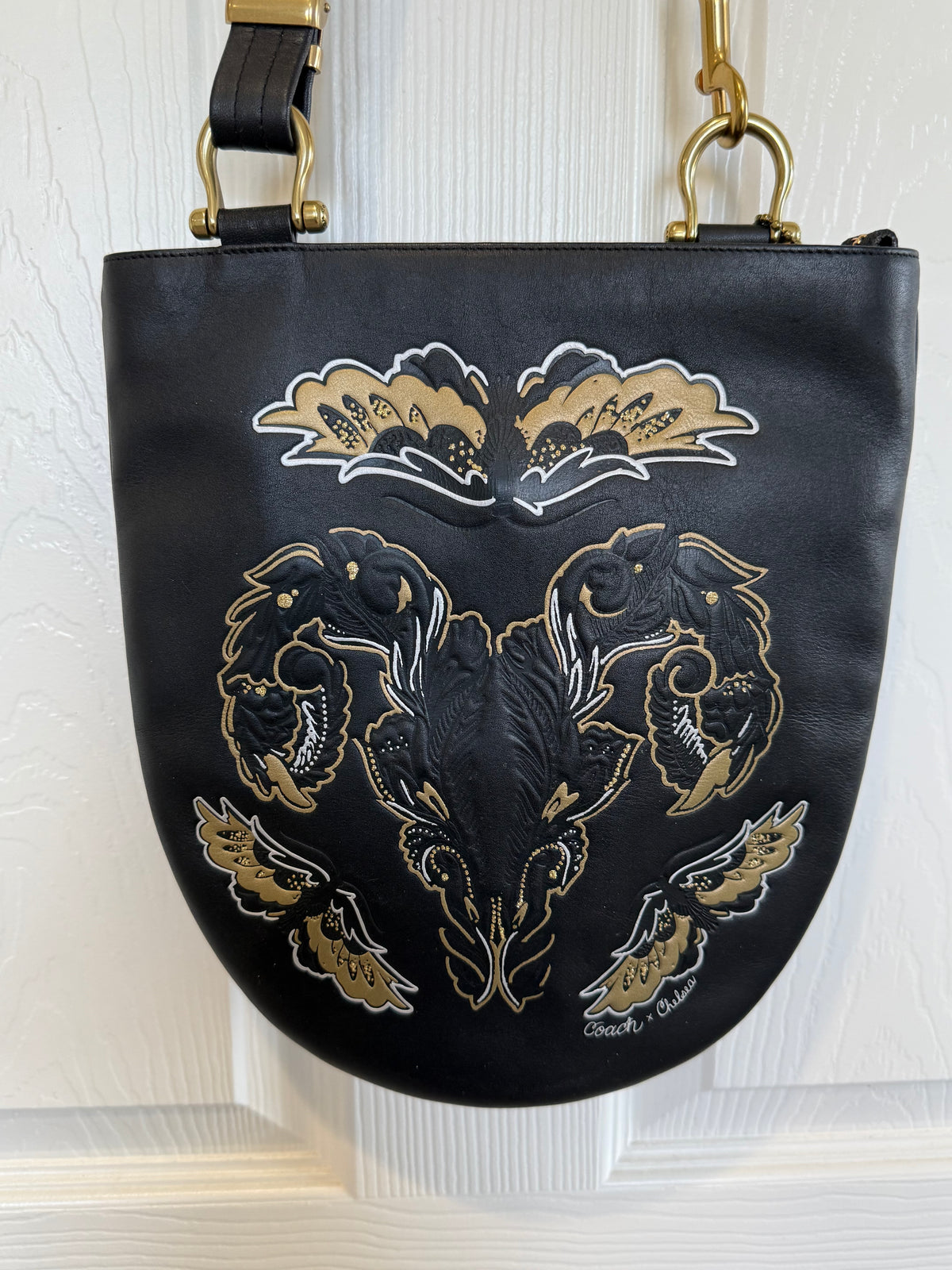 Pre-Loved Chelsea Champlain x Coach Collaboration Tattoo Ram Skull Moth Watermelon Bag