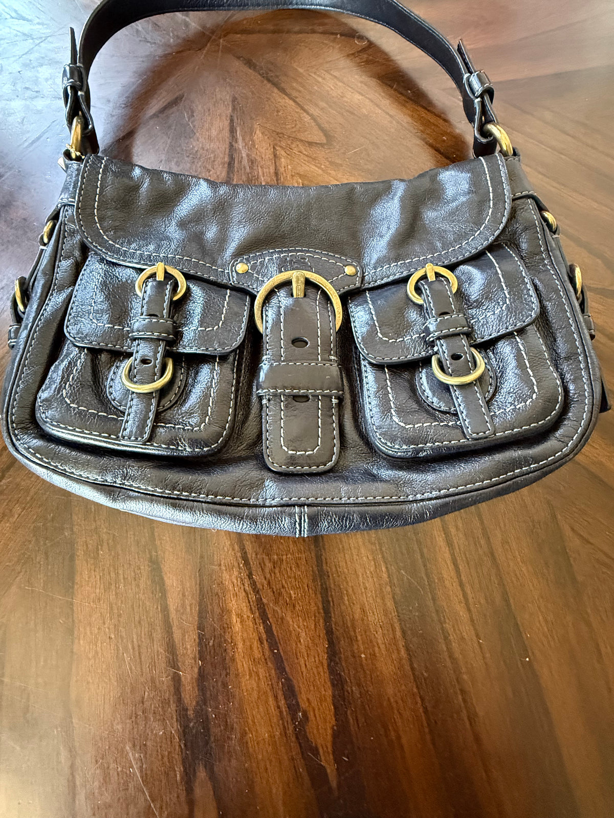 Pre-Loved Coach Garcia Bag Black Leather Replacement Hangtag