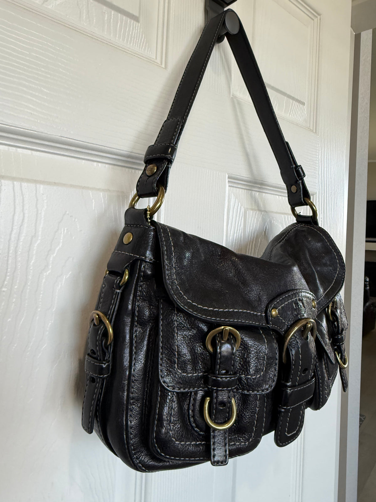 Pre-Loved Coach Garcia Bag Black Leather Replacement Hangtag