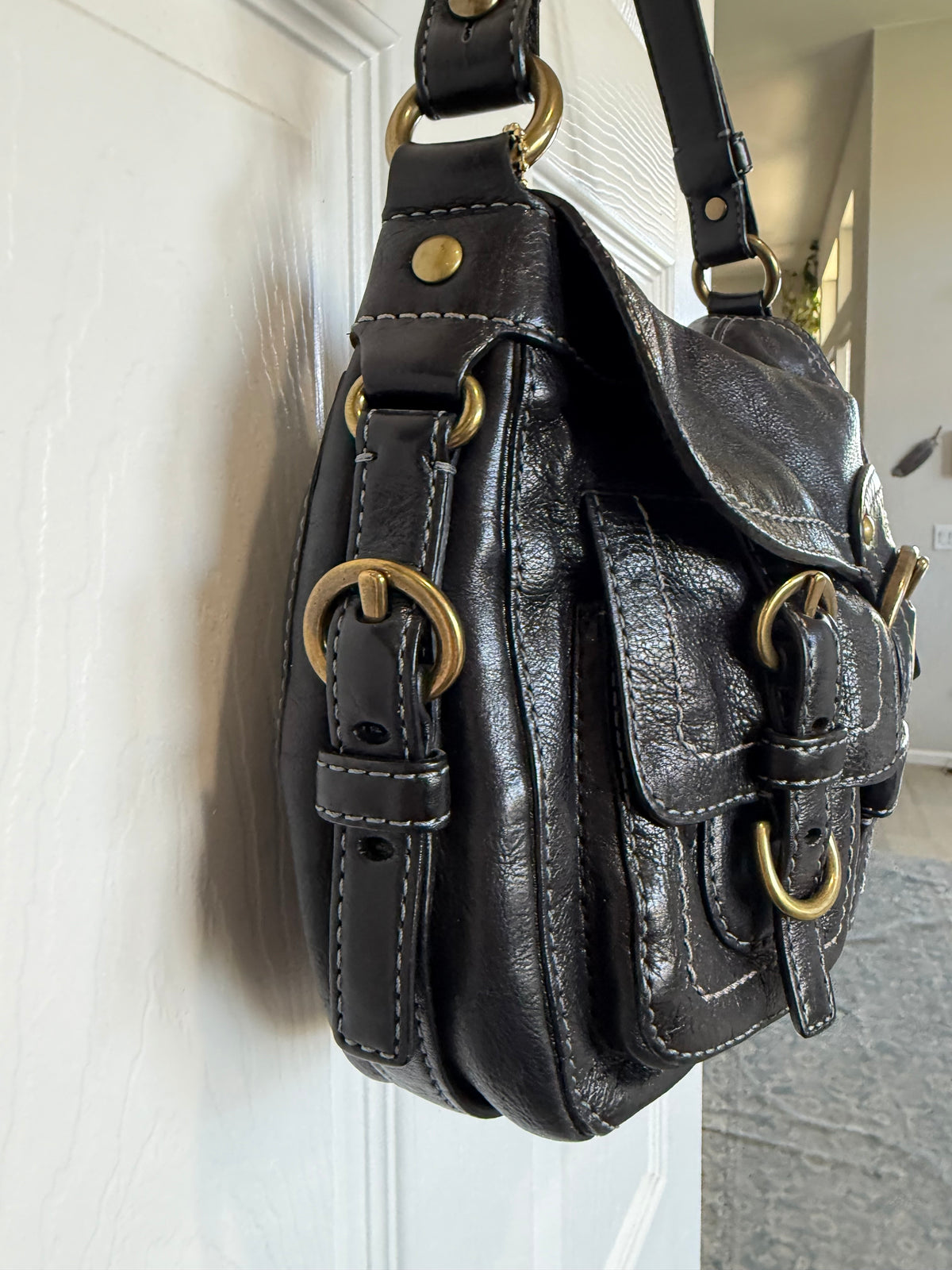 Pre-Loved Coach Garcia Bag Black Leather Replacement Hangtag