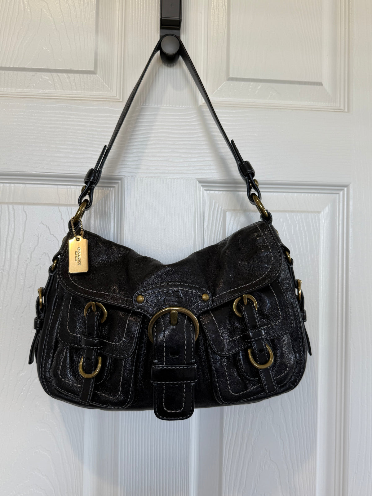 Pre-Loved Coach Garcia Bag Black Leather Replacement Hangtag