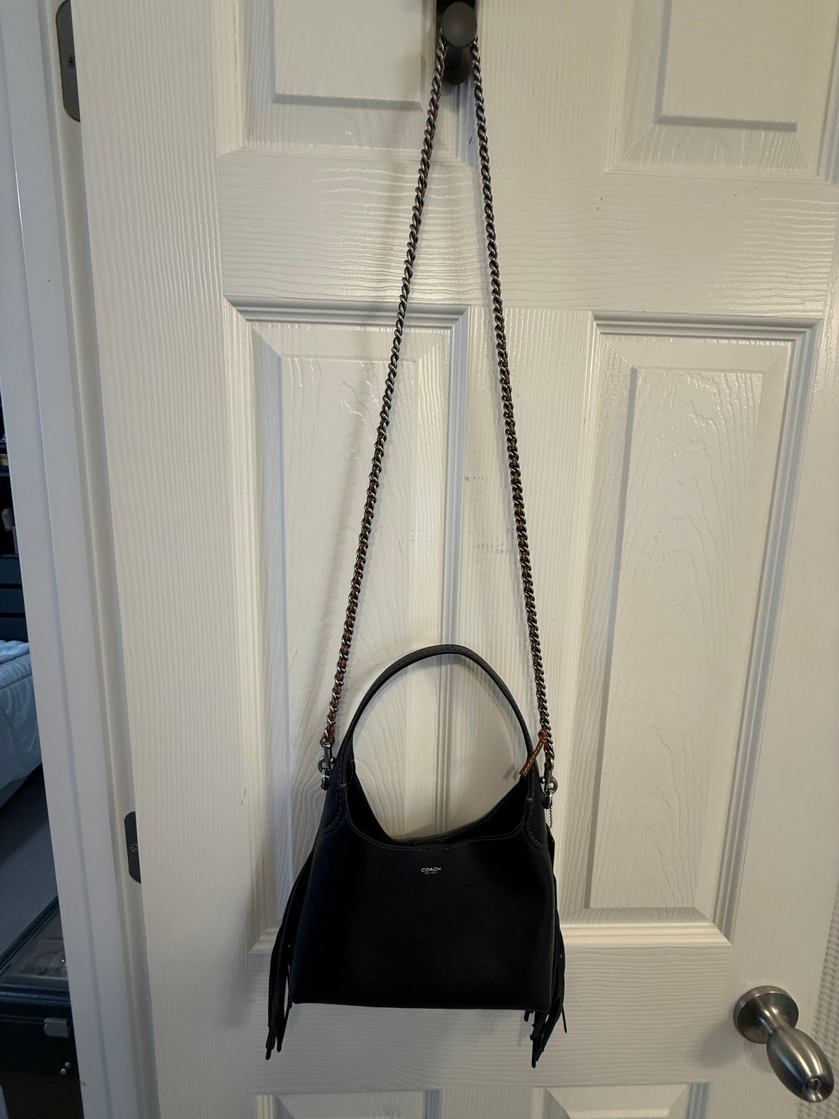 Pre-Loved Coach Brooklyn Shoulder Bag 23 With Fringe – Black Leather, Modified