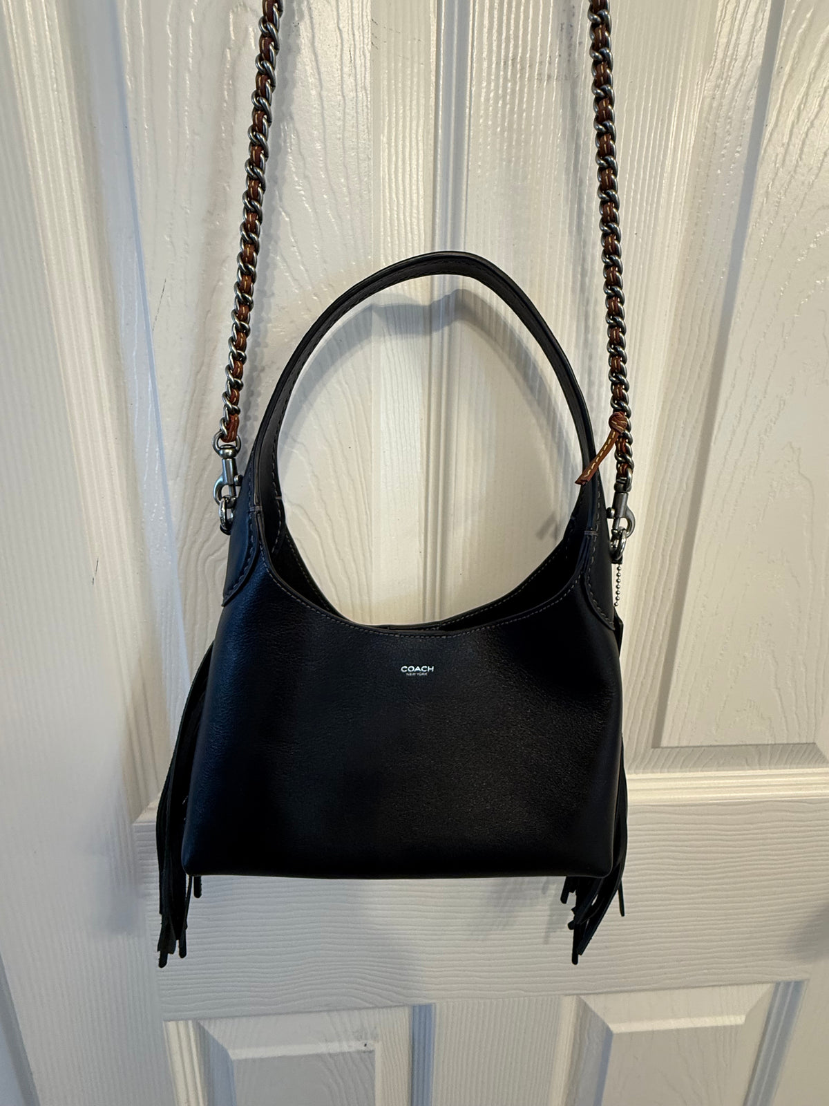 Pre-Loved Coach Brooklyn Shoulder Bag 23 With Fringe – Black Leather, Modified