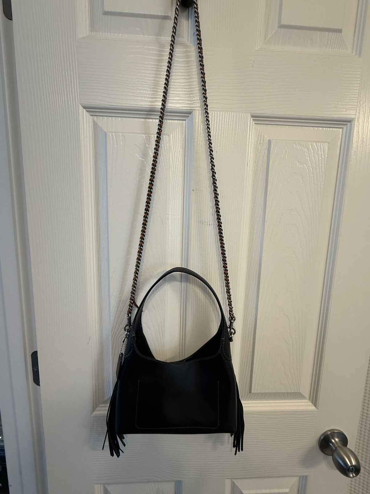 Pre-Loved Coach Brooklyn Shoulder Bag 23 With Fringe – Black Leather, Modified