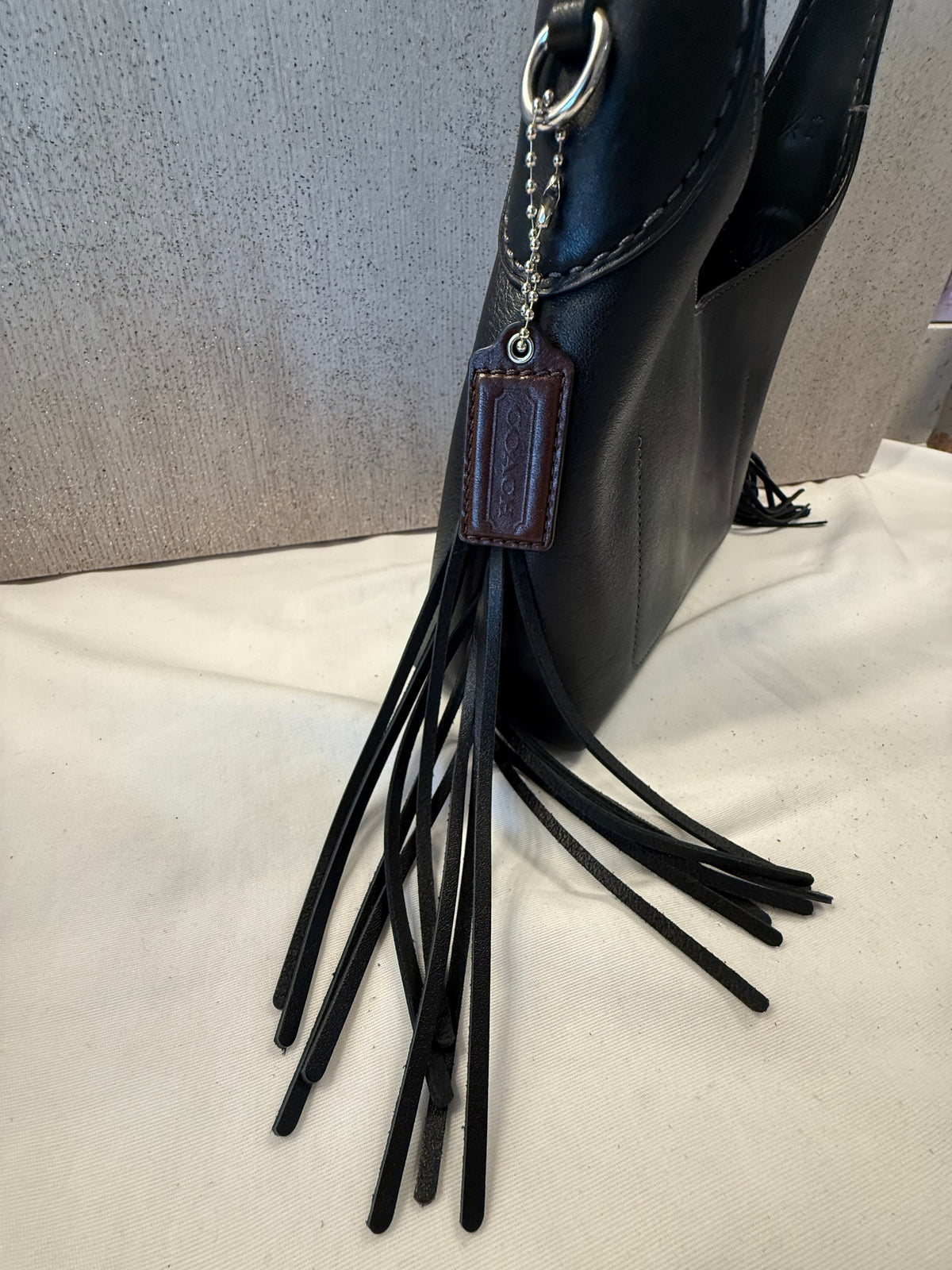 Pre-Loved Coach Brooklyn Shoulder Bag 23 With Fringe – Black Leather, Modified