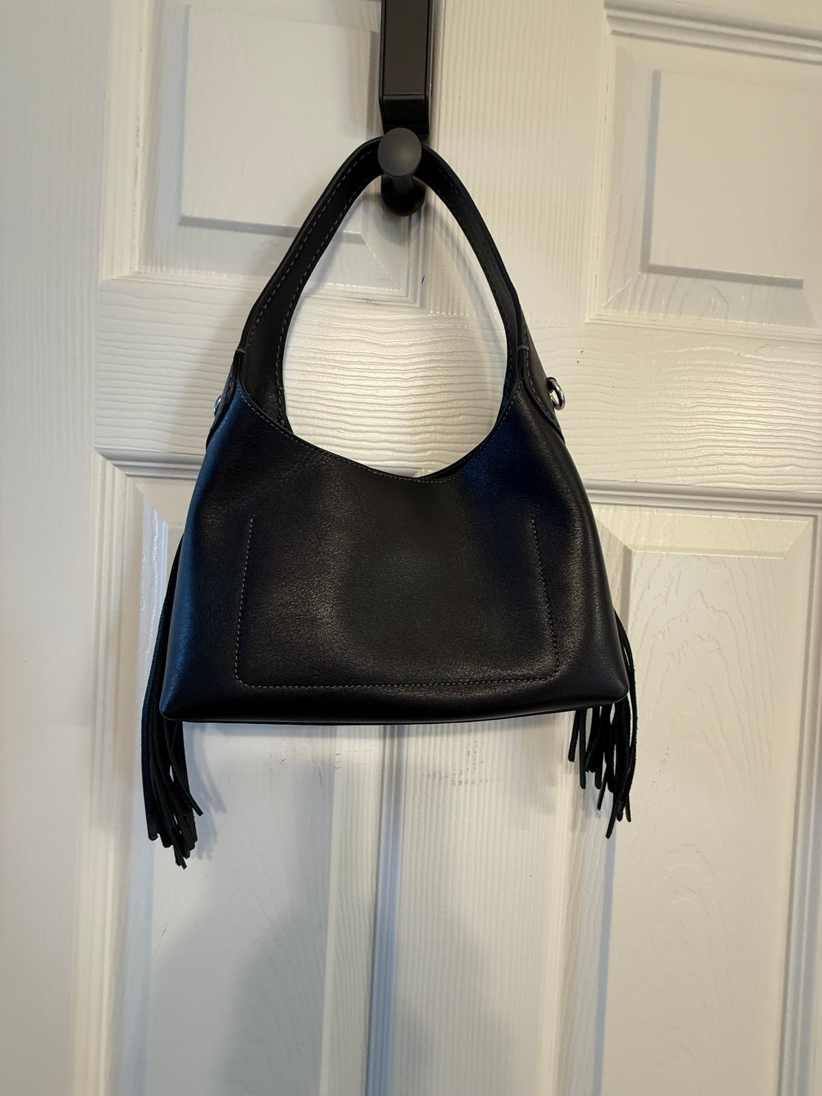 Pre-Loved Coach Brooklyn Shoulder Bag 23 With Fringe – Black Leather, Modified