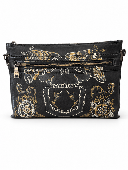 Ships 10.13.26 Pre-Loved Chelsea Champlain x Coach Collaboration Skull Moth Tattoo Pouch
