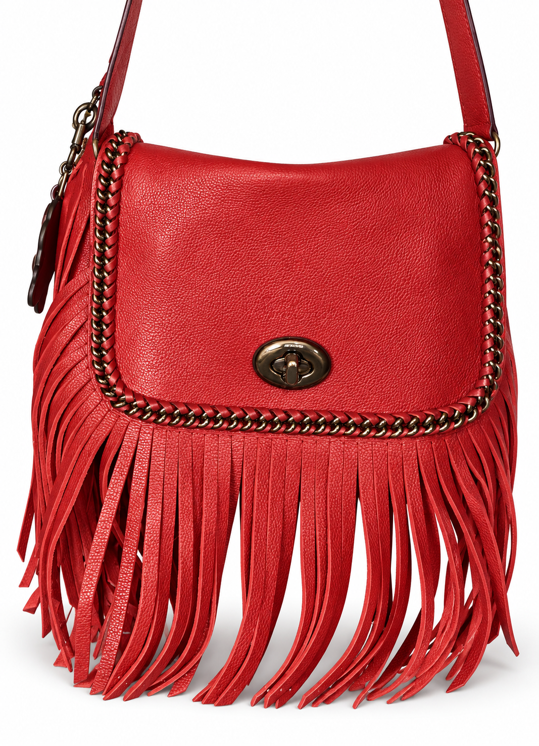 Ships 10.13.26 Pre-Loved Coach Red Dakotah Fringe Bag No Hangtag