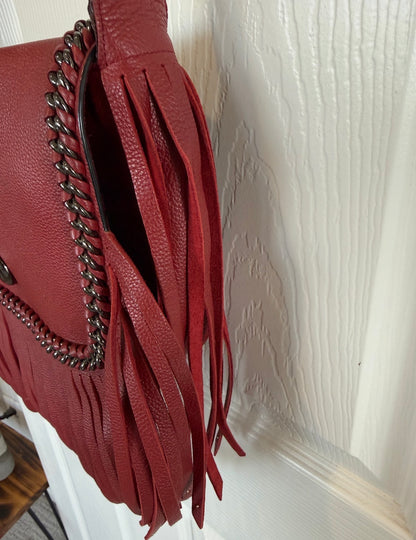 Ships 10.13.26 Pre-Loved Coach Red Dakotah Fringe Bag No Hangtag