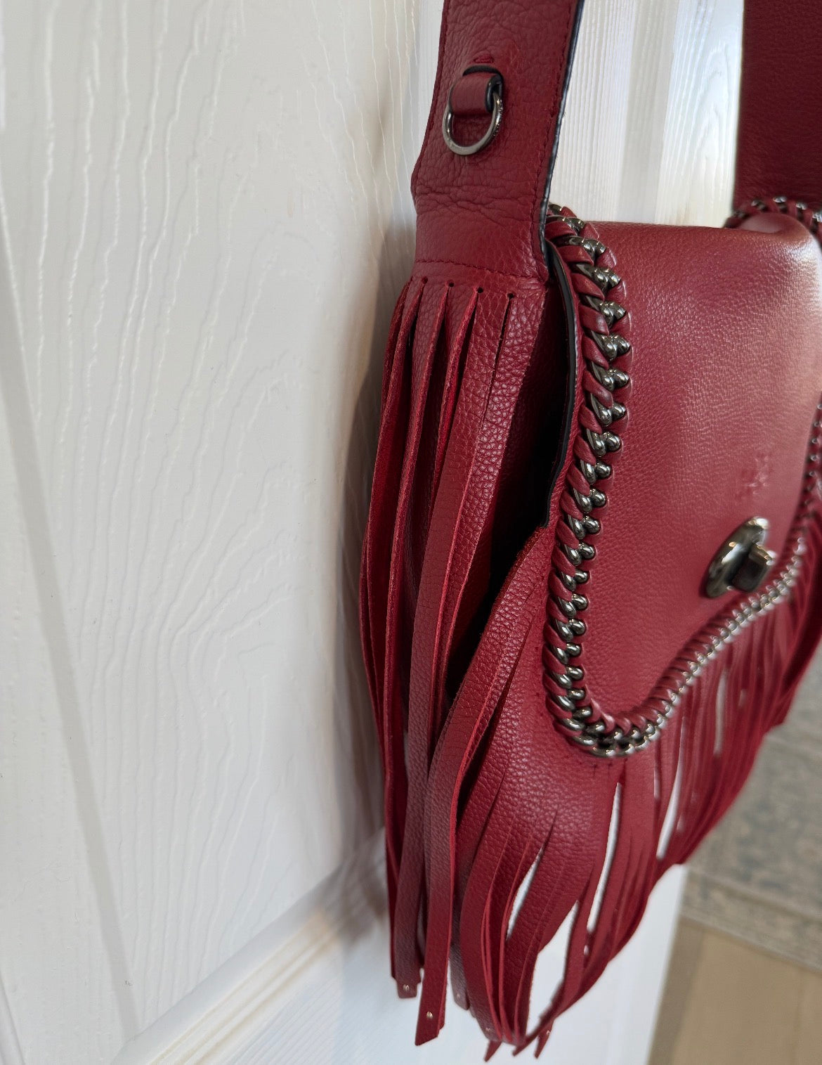 Ships 10.13.26 Pre-Loved Coach Red Dakotah Fringe Bag No Hangtag