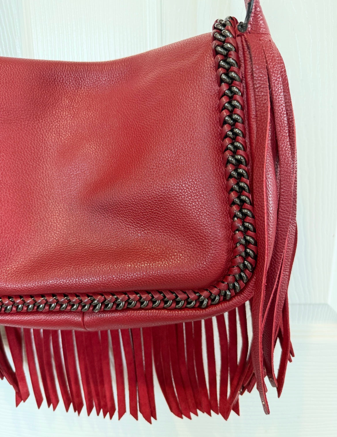 Ships 10.13.26 Pre-Loved Coach Red Dakotah Fringe Bag No Hangtag