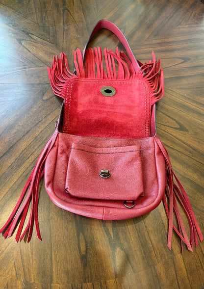 Ships 10.13.26 Pre-Loved Coach Red Dakotah Fringe Bag No Hangtag