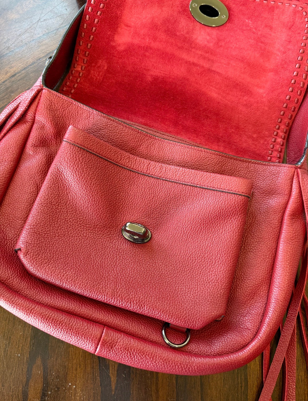 Ships 10.13.26 Pre-Loved Coach Red Dakotah Fringe Bag No Hangtag