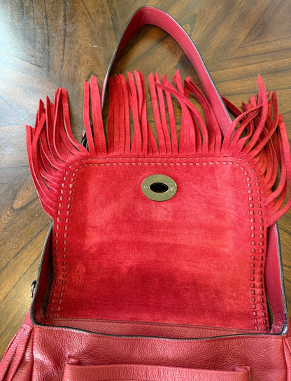 Ships 10.13.26 Pre-Loved Coach Red Dakotah Fringe Bag No Hangtag