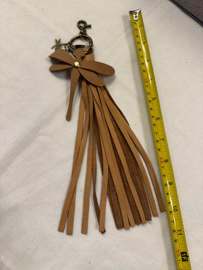 Leather Bag Charm Cluster Handmade Dragonfly and Leather Tassel