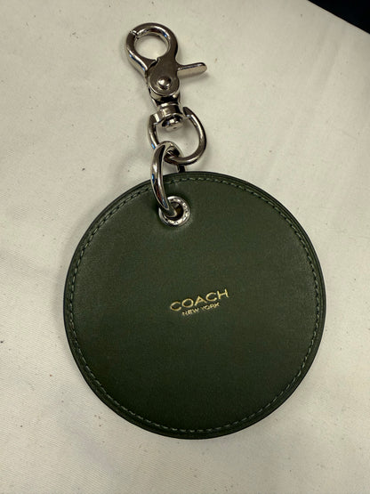 Repurposed Coach Olive Leather Coaster with Metal Dragon Emblem