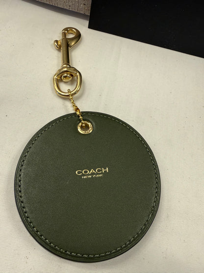 Repurposed Coach Coaster in Olive with Gold Metal Skull and Real Brass Dog Leash Clasp Bag Charm