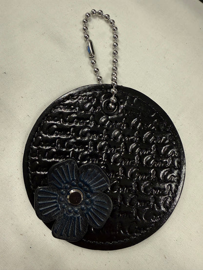 Repurposed and Painted 1990s Coach Coaster with Coach Tea Rose Rivet Bag Charm
