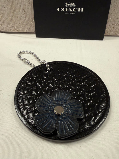 Repurposed and Painted 1990s Coach Coaster with Coach Tea Rose Rivet Bag Charm