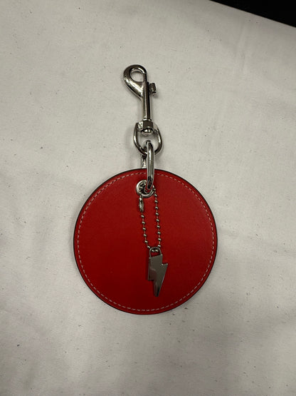 Repurposed Retro Coach Red Leather Coaster with Coach Lightning Bolt Charm