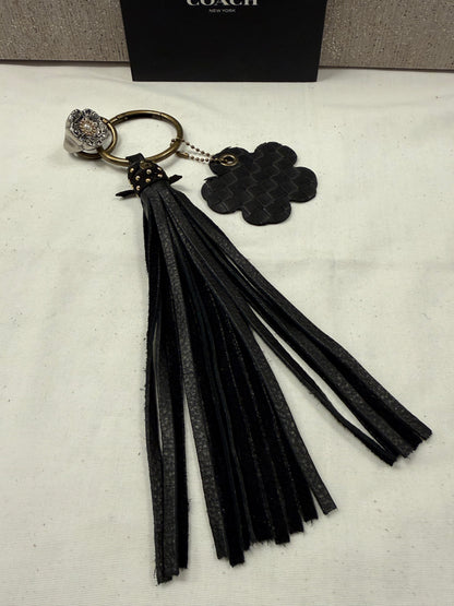 Repurposed Bottega Venetta Wallet Piece, Coach Tea Rose Ring, and Handmade Pebbled Leather Tassel