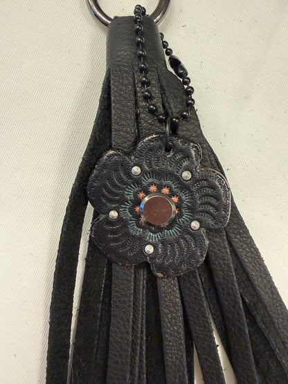 Ships 10.13.16 Repurposed Coach Tea Rose and Handmade Pebbled Leather Tassel Gunmetal Hardware