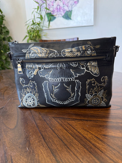 Ships 10.13.26 Pre-Loved Chelsea Champlain x Coach Collaboration Skull Moth Tattoo Pouch