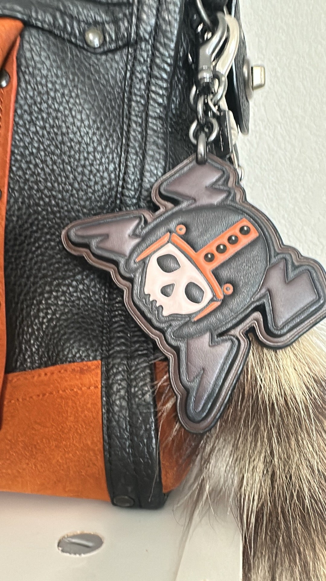 Coach Pre-loved Bag Charm Motorcycle Helmet Skull Lightning Bolt