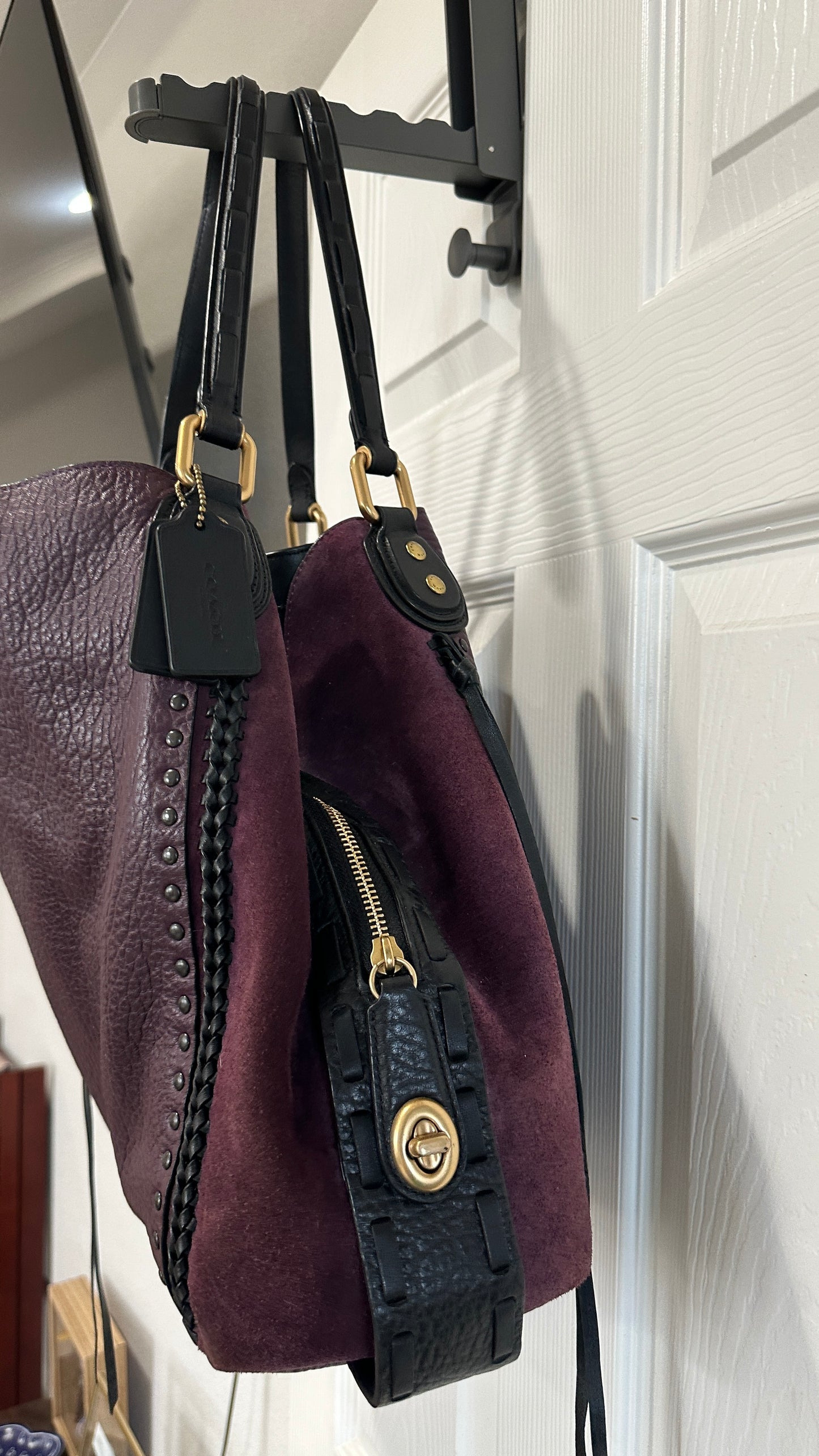Coach Plum Edie 42 with Rivets- Pre-Loved