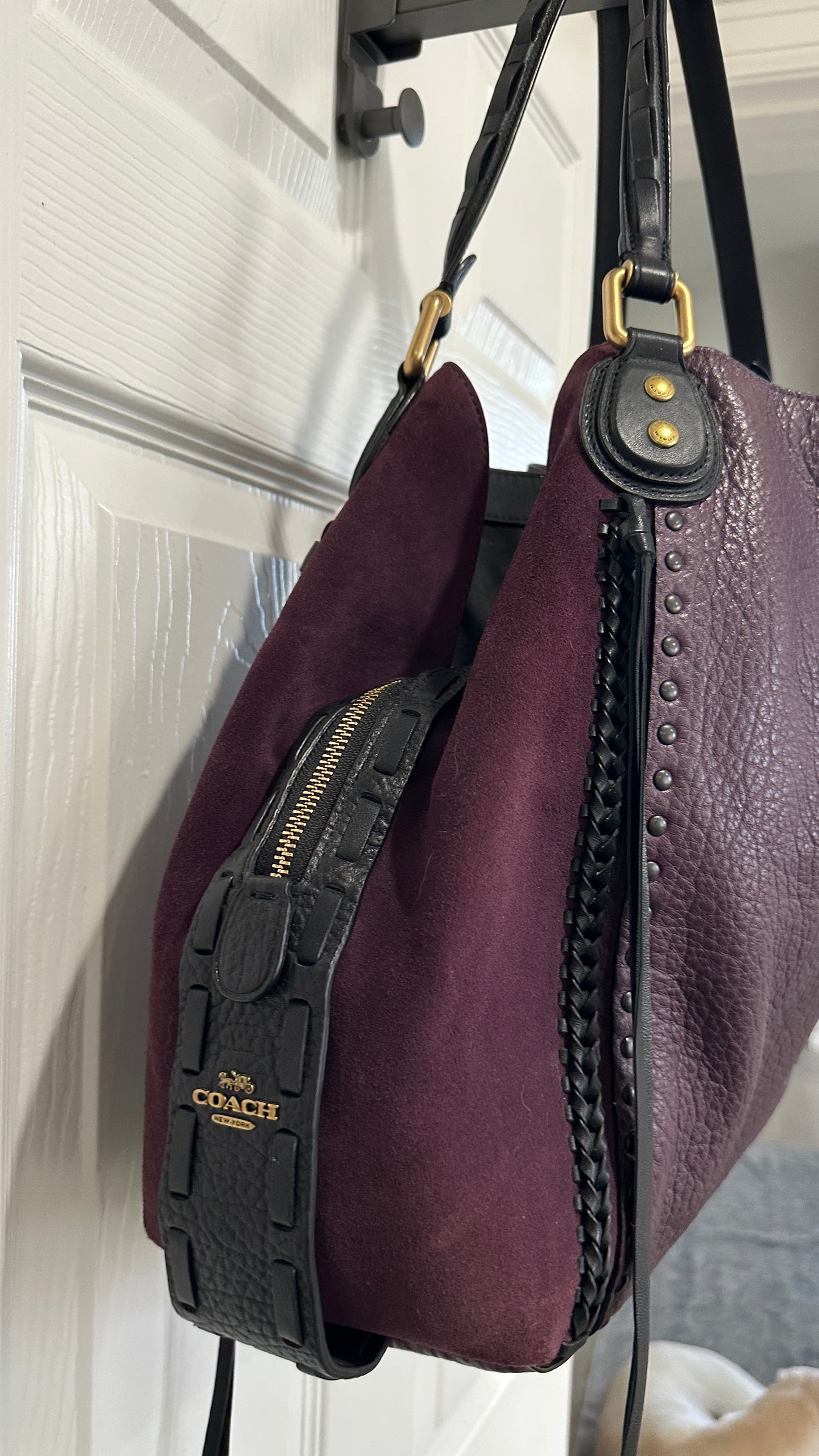 Coach Plum Edie 42 with Rivets- Pre-Loved