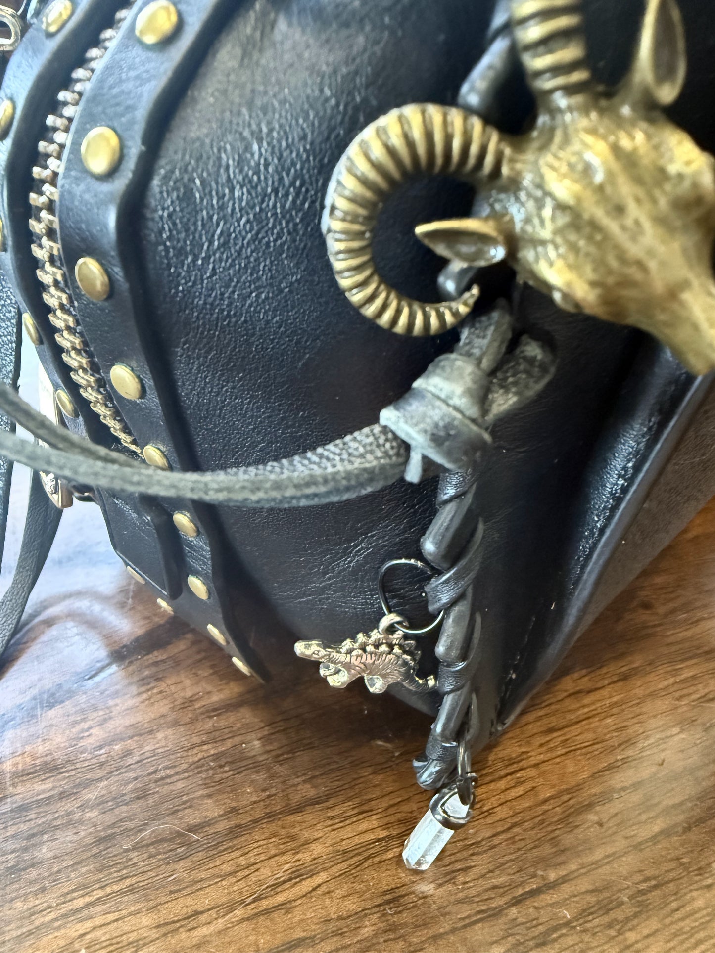 Upcrafted Coach Dreamer Satchel – Black Leather with Whipstitch, Leather Tassels & Charms