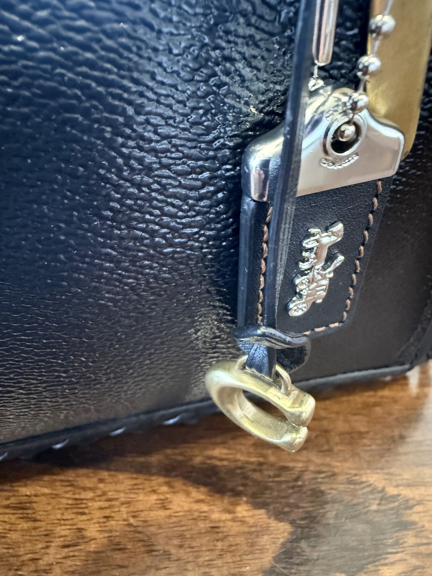 Upcrafted Coach Dreamer Satchel – Black Leather with Whipstitch, Leather Tassels & Charms