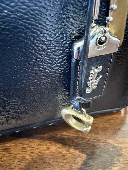 Upcrafted Coach Dreamer Satchel – Black Leather with Whipstitch, Leather Tassels & Charms