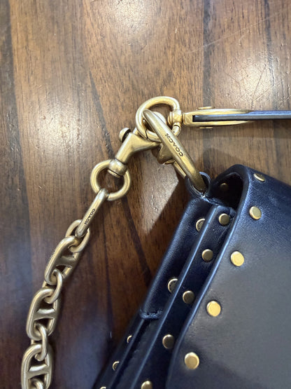 Coach Beat Shoulder Bag 18 with Rivets – Black Glovetanned Leather | Style 4600