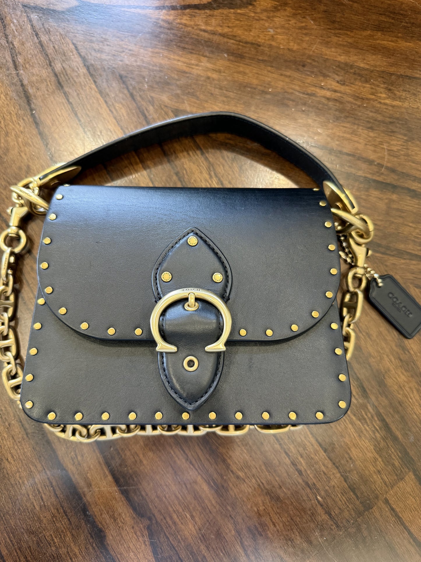 Coach Beat Shoulder Bag 18 with Rivets – Black Glovetanned Leather | Style 4600