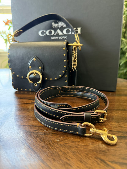 Coach Beat Shoulder Bag 18 with Rivets – Black Glovetanned Leather | Style 4600
