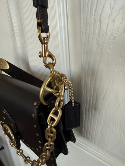 Coach Beat Shoulder Bag 18 with Rivets – Black Glovetanned Leather | Style 4600