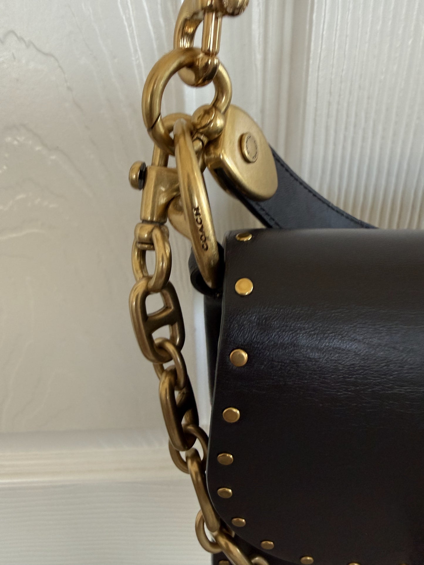 Coach Beat Shoulder Bag 18 with Rivets – Black Glovetanned Leather | Style 4600