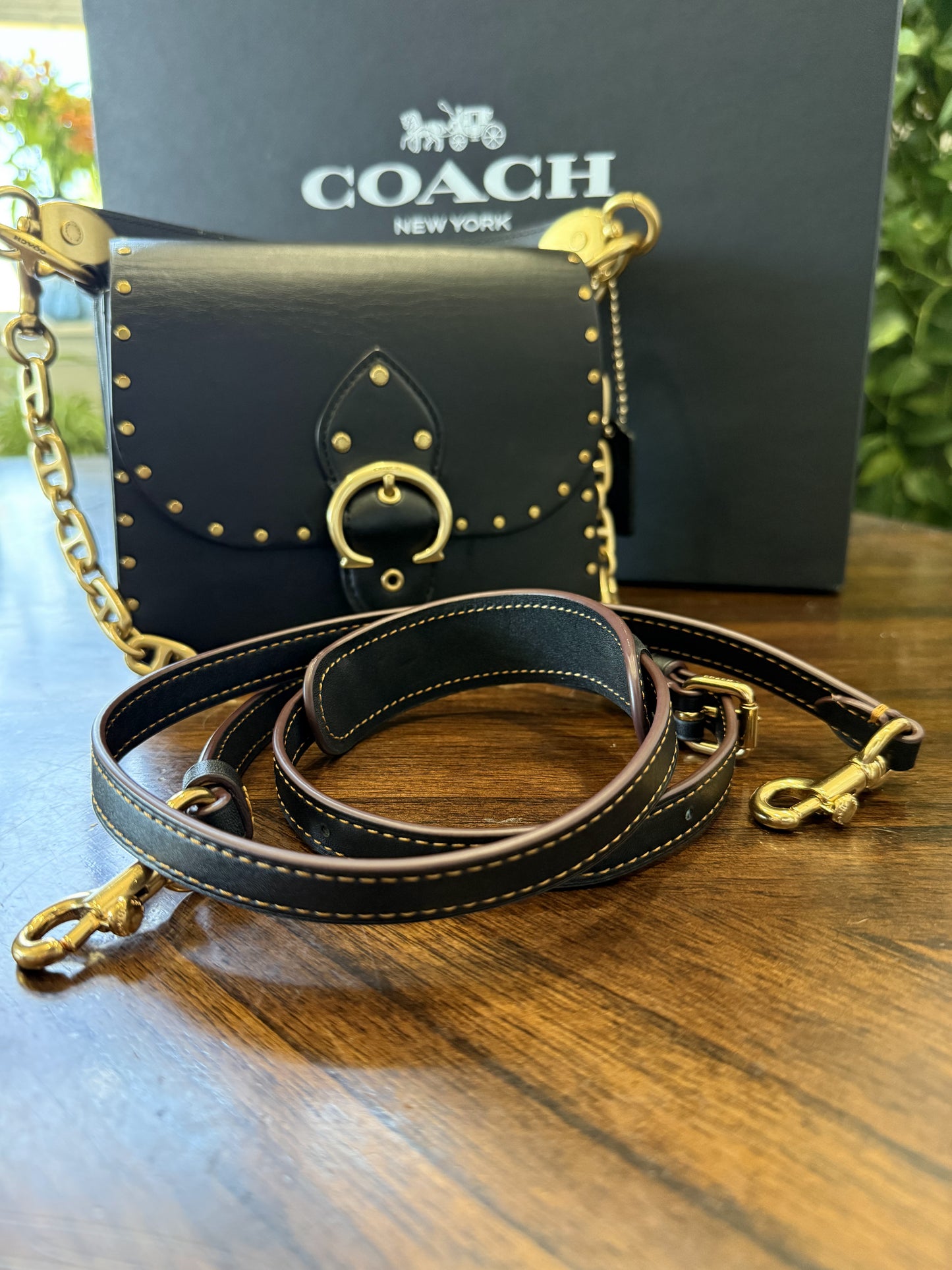 Coach Beat Shoulder Bag 18 with Rivets – Black Glovetanned Leather | Style 4600